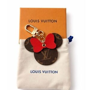 Luxury Red and Brown monogram mouse with bow Keychain/bag charm. Full inclusion